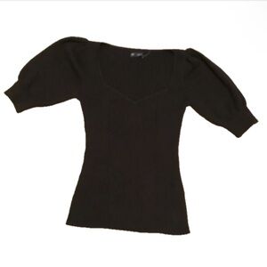 GAP Puff Sleeve Corset Sweater SZ Small Black